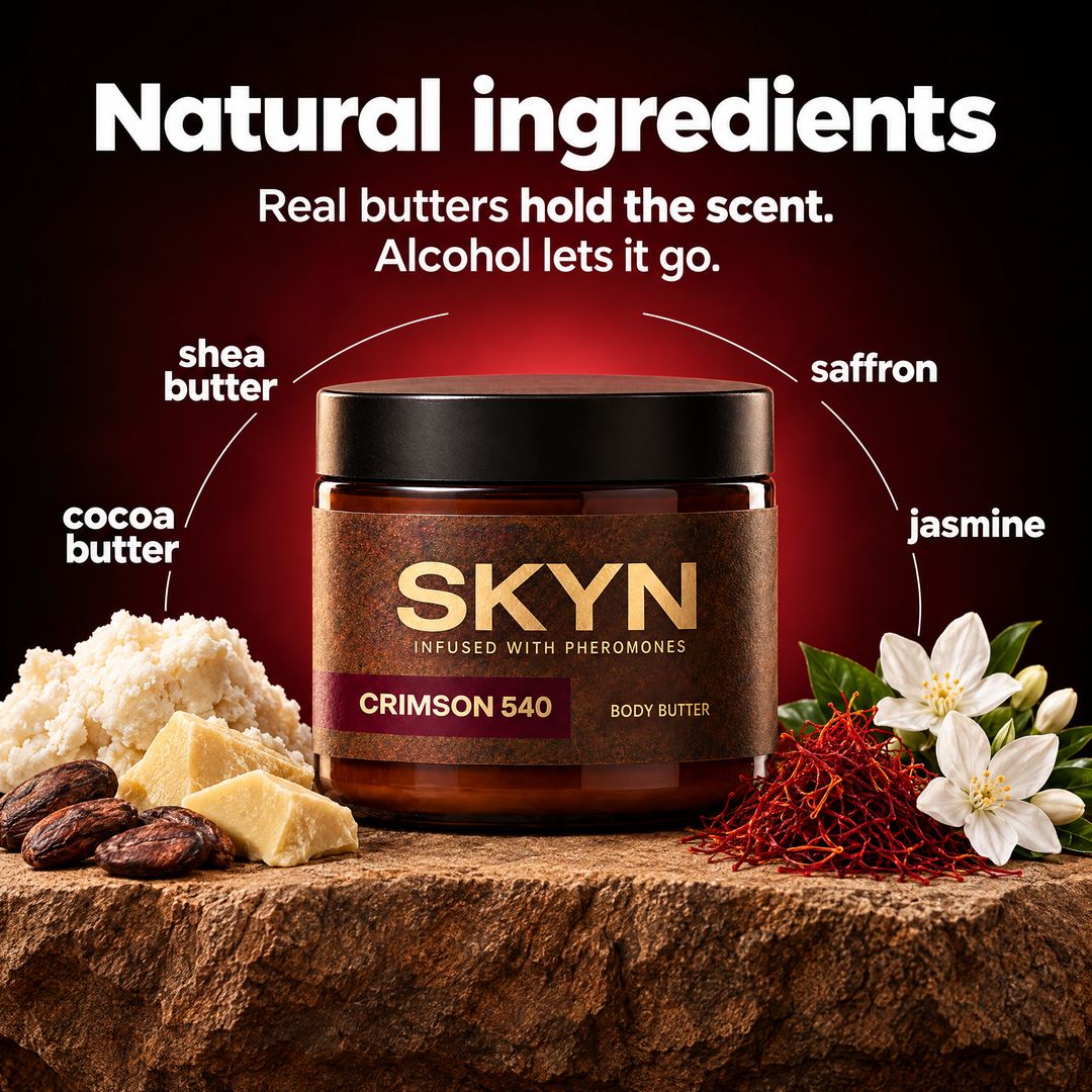 SKYN Crimson 540 natural ingredients β shea butter, cocoa butter, saffron, jasmine