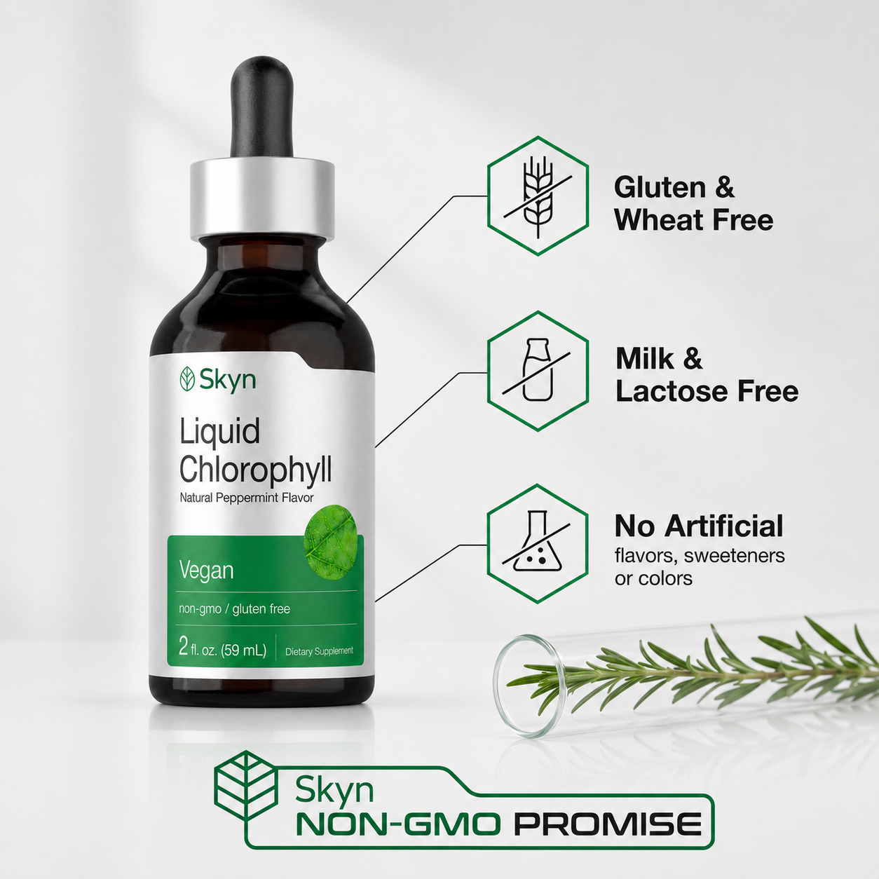 Liquid Chlorophyll Drops – Natural Daily Green Detox Supplement | Skyn
