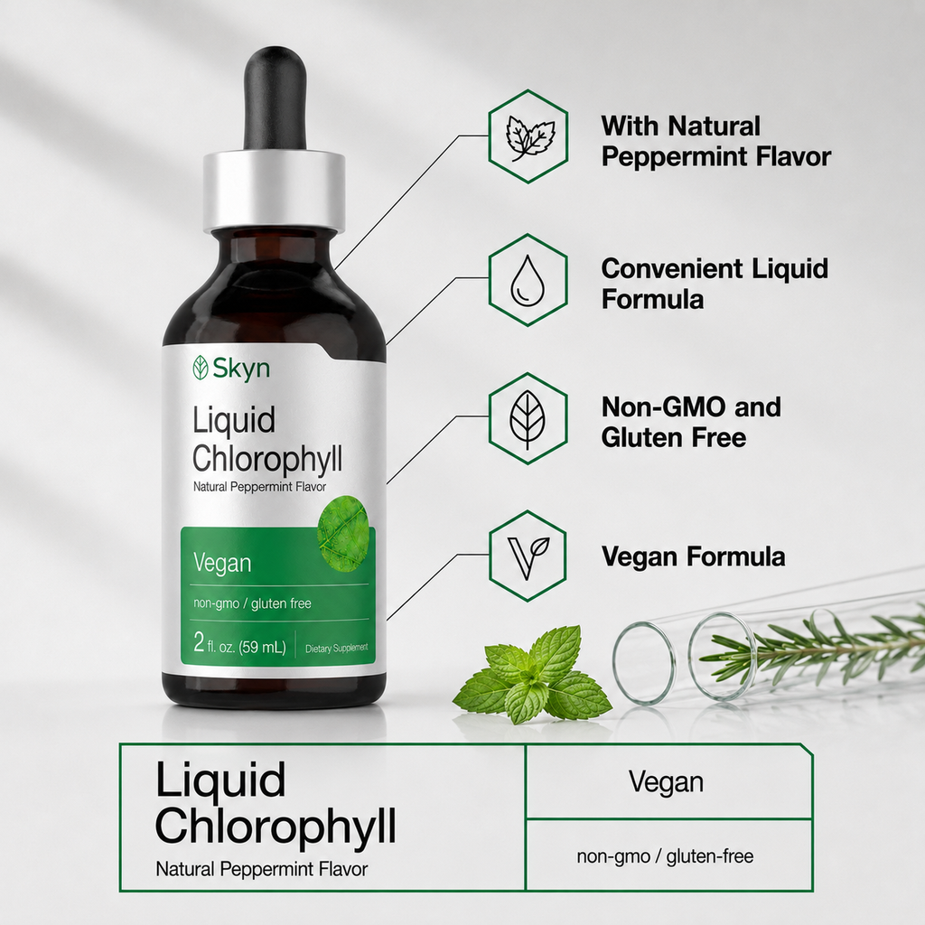 Liquid Chlorophyll Drops – Natural Daily Green Detox Supplement | Skyn